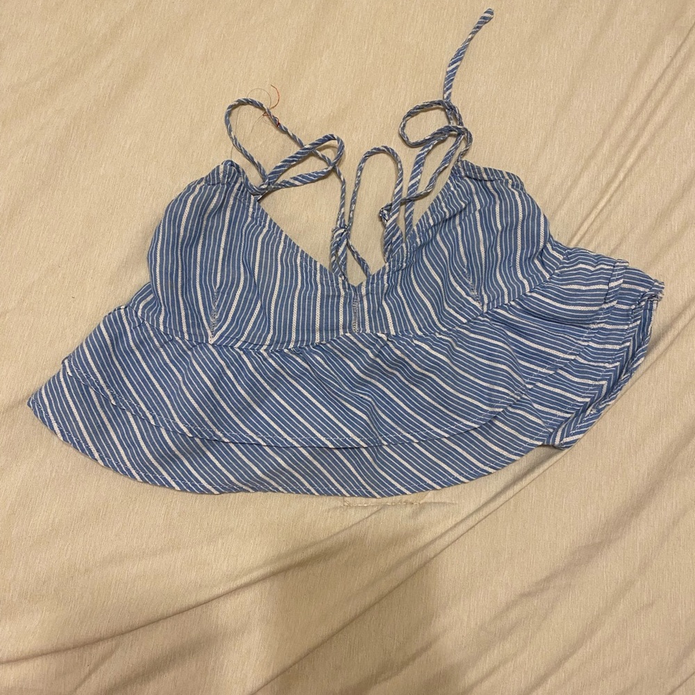 Blue striped crop top